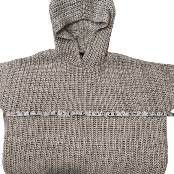 H&M Alpaca Wool Blend Chunky Knit Hooded Tunic Pullover Sweater Beige Medium - Picture 11 of 15
